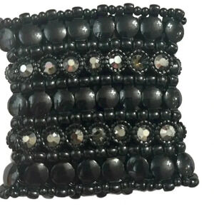 BEBE STONE AND CRYSTAL MULTI LEVEL STRETCH BRACELET